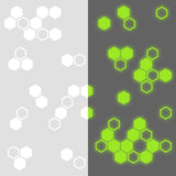 Glow in the dark hexagon wall stickers in green and white.