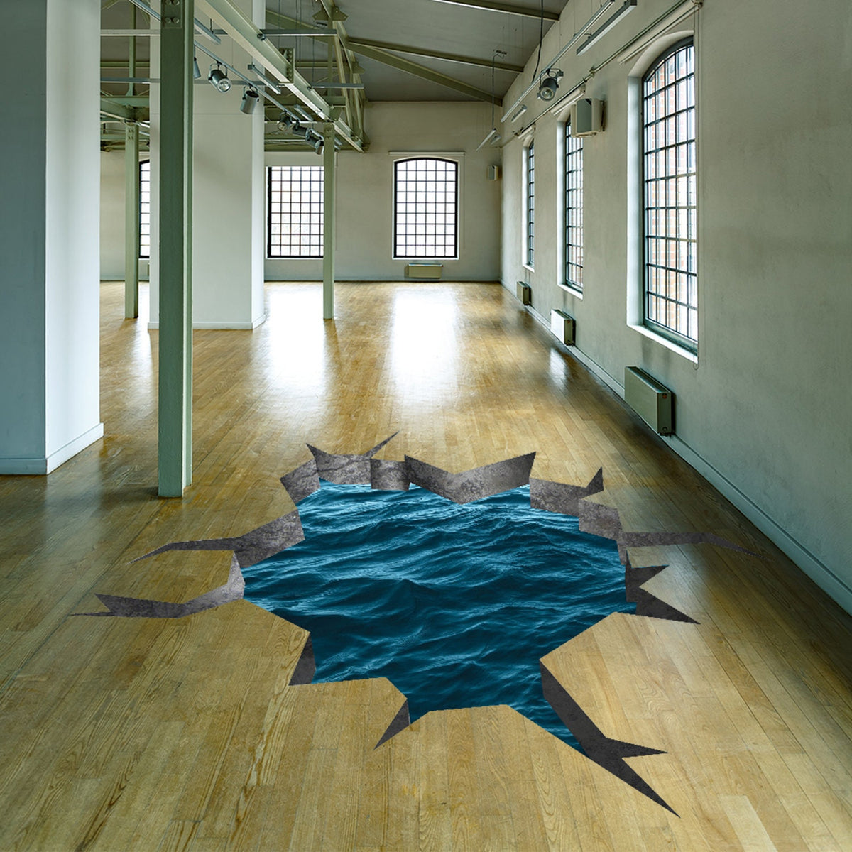 Alternate gallery view of 3D Blue Sea Porthole Floor Decal.