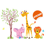 Nursery Animal Wall Decor Vinyl Sticker - Art Jungle Kid Baby Set Cute Decal.