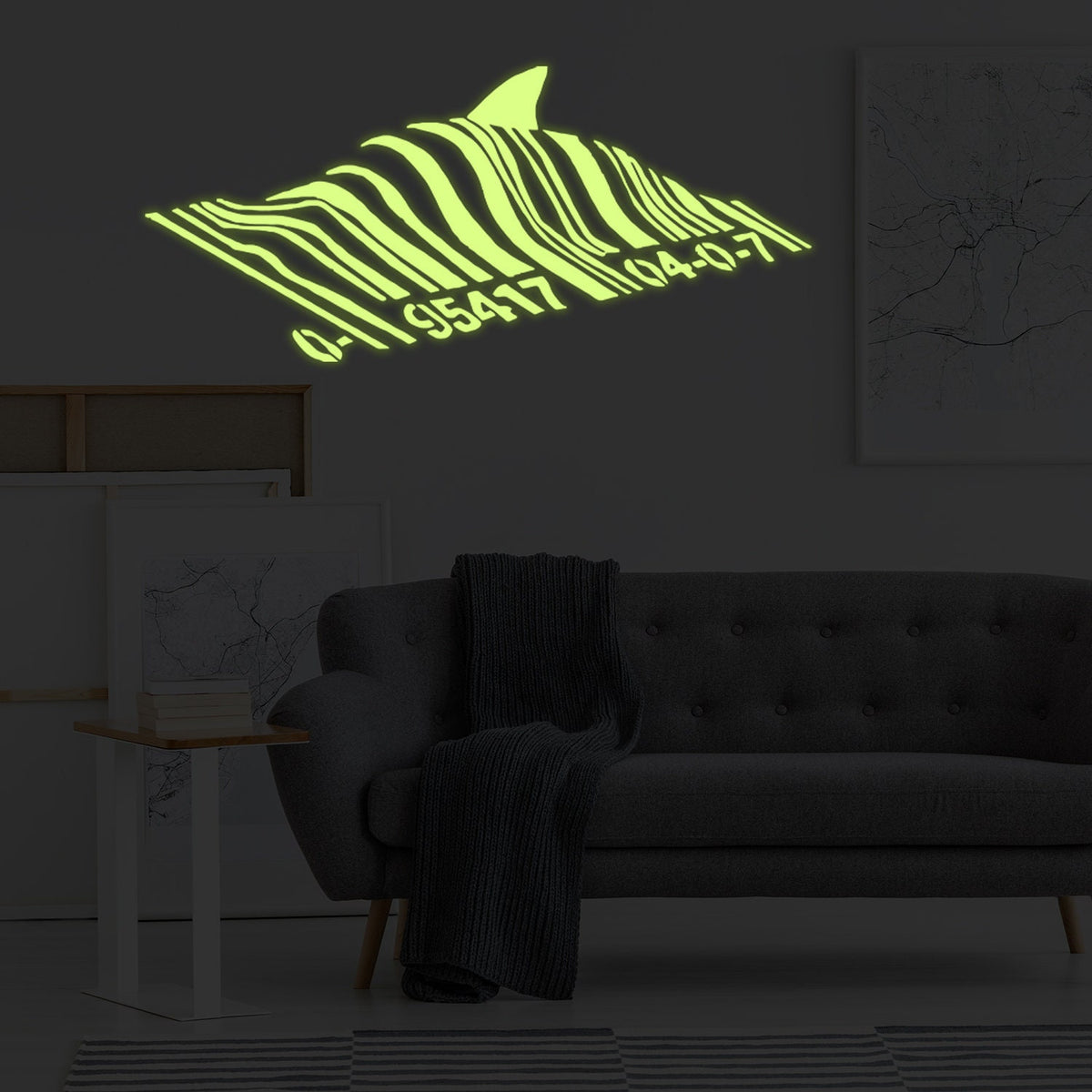 Printed vinyl decal artwork showing a swimming fish design