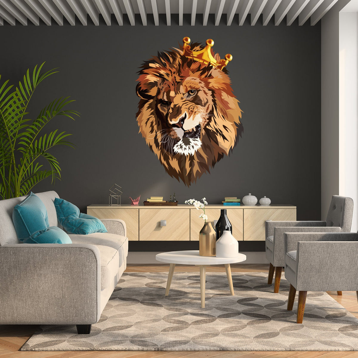 Printed vinyl decal artwork showing a regal head design