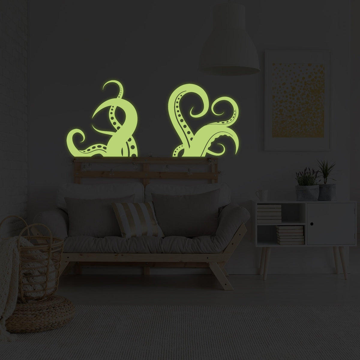 Printed vinyl decal artwork showing a curling kraken or octopus tentacle
