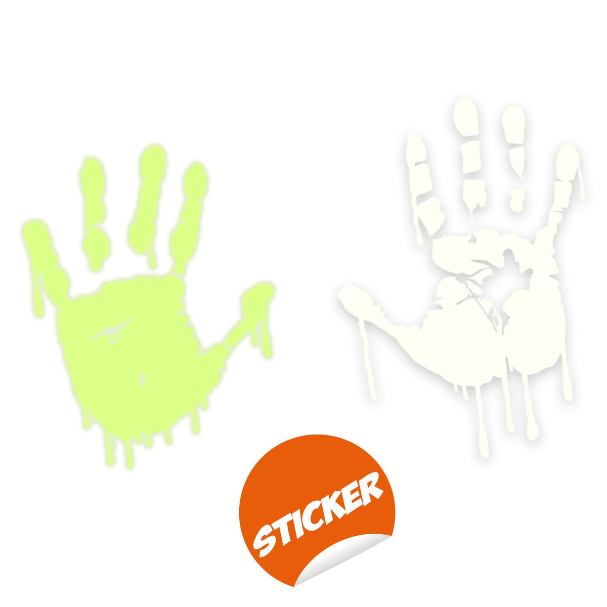 Glow In Dark Bloody Hands Scary Red Vinyl Sticker - Night Glowing Zombie Blood Car Wall Decal Print.