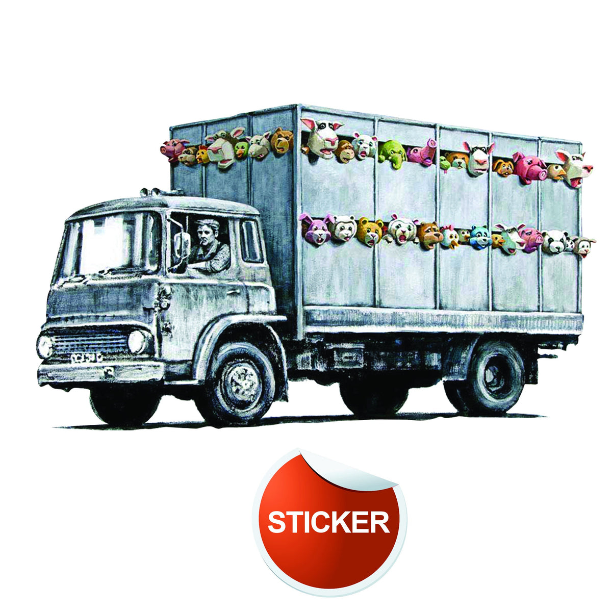 Banksy Animal Truck Vinyl Wall Sticker - Art Home Decor Cool.