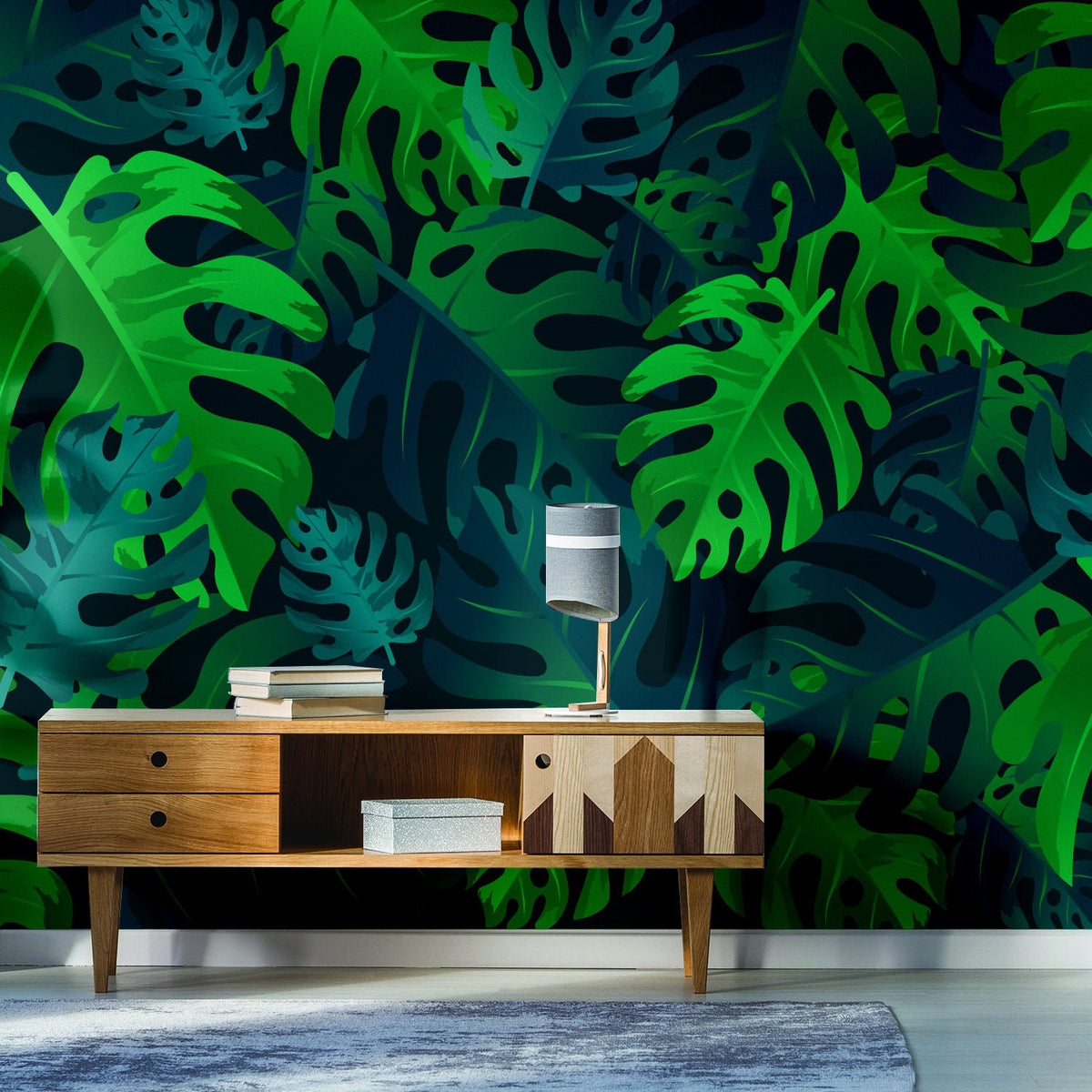 Product presentation view of Leaves Wallpaper Tapestry Decor.