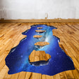 3D space bridge floor decal with a galaxy optical illusion