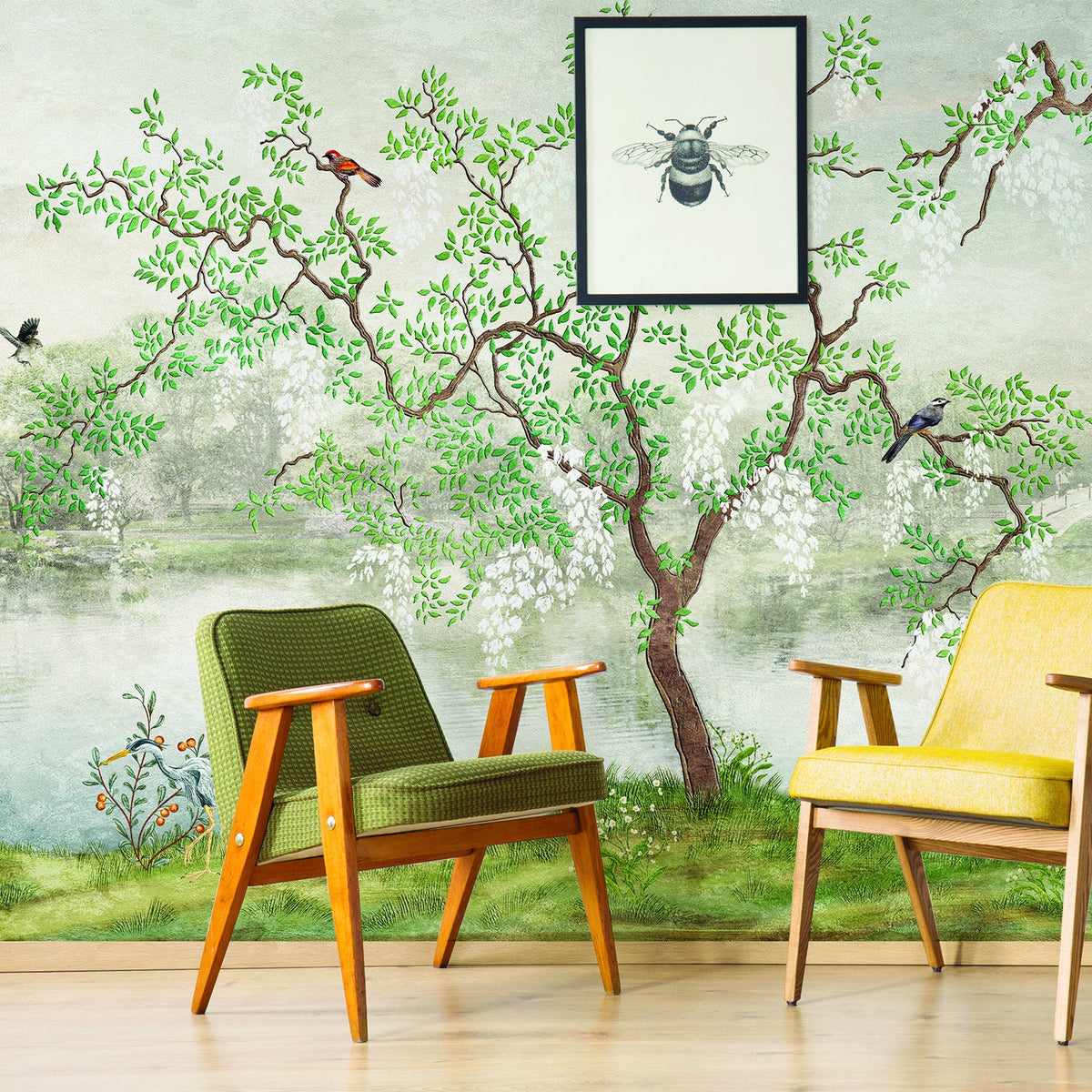 Alternate gallery view of Toile Bedroom Chinoiserie Wallpaper Garden Vintage Sticker.