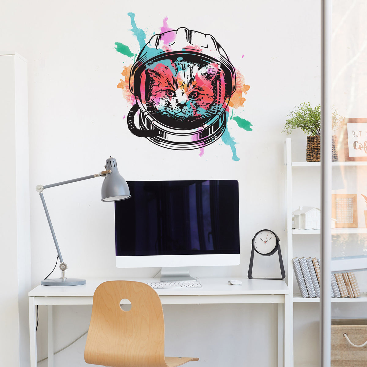 Additional product view of Space Cat Wall Art Decor Transfer Sticker.