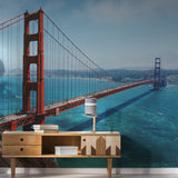 California Golden Gate Bridge Wallpaper Sticker - Wall Cover Art San Francisco Vinyl Print Room Decal