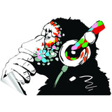 Thinking Monkey Wall Decal featuring headphones wall sticker