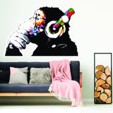 Alternate gallery view of Artist Monkey With Headphones Wall Sticker.