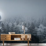 Alternate product presentation of Foggy Forest Wallpaper Decal.