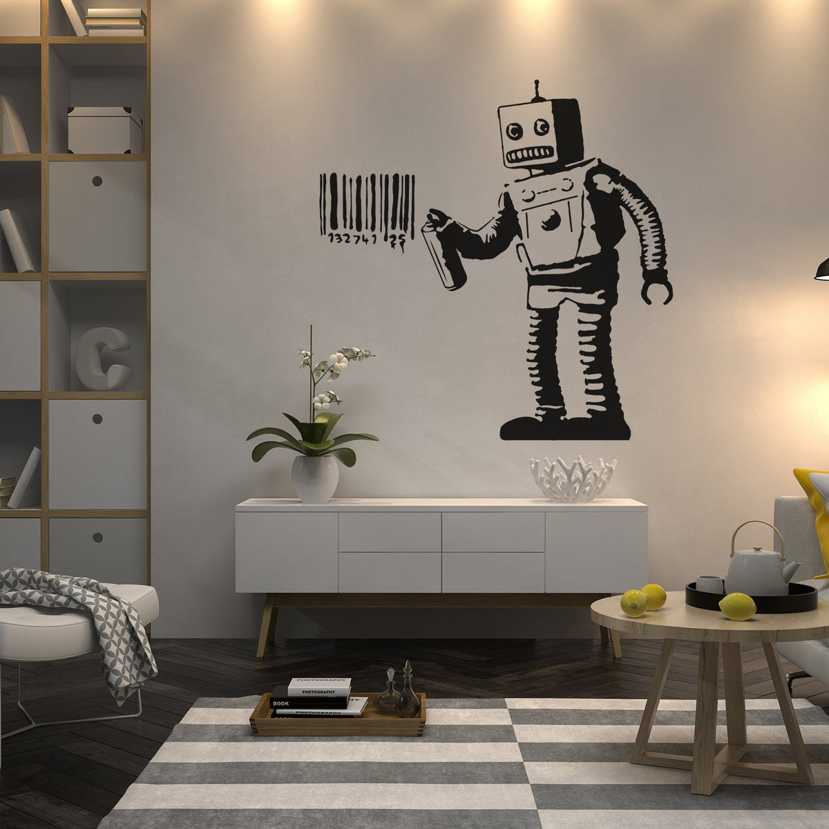 Additional product detail of Artist Barcode Robot Wall Vinyl Sticker.