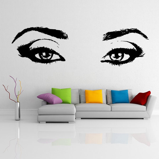 Woman Eyes Wall Decal featuring the pair of stylized eyes, eyebrows and eyelashes shown in the product gallery