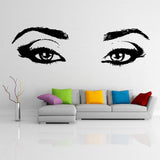 Woman Eyes Wall Decal featuring the pair of stylized eyes, eyebrows and eyelashes shown in the product gallery