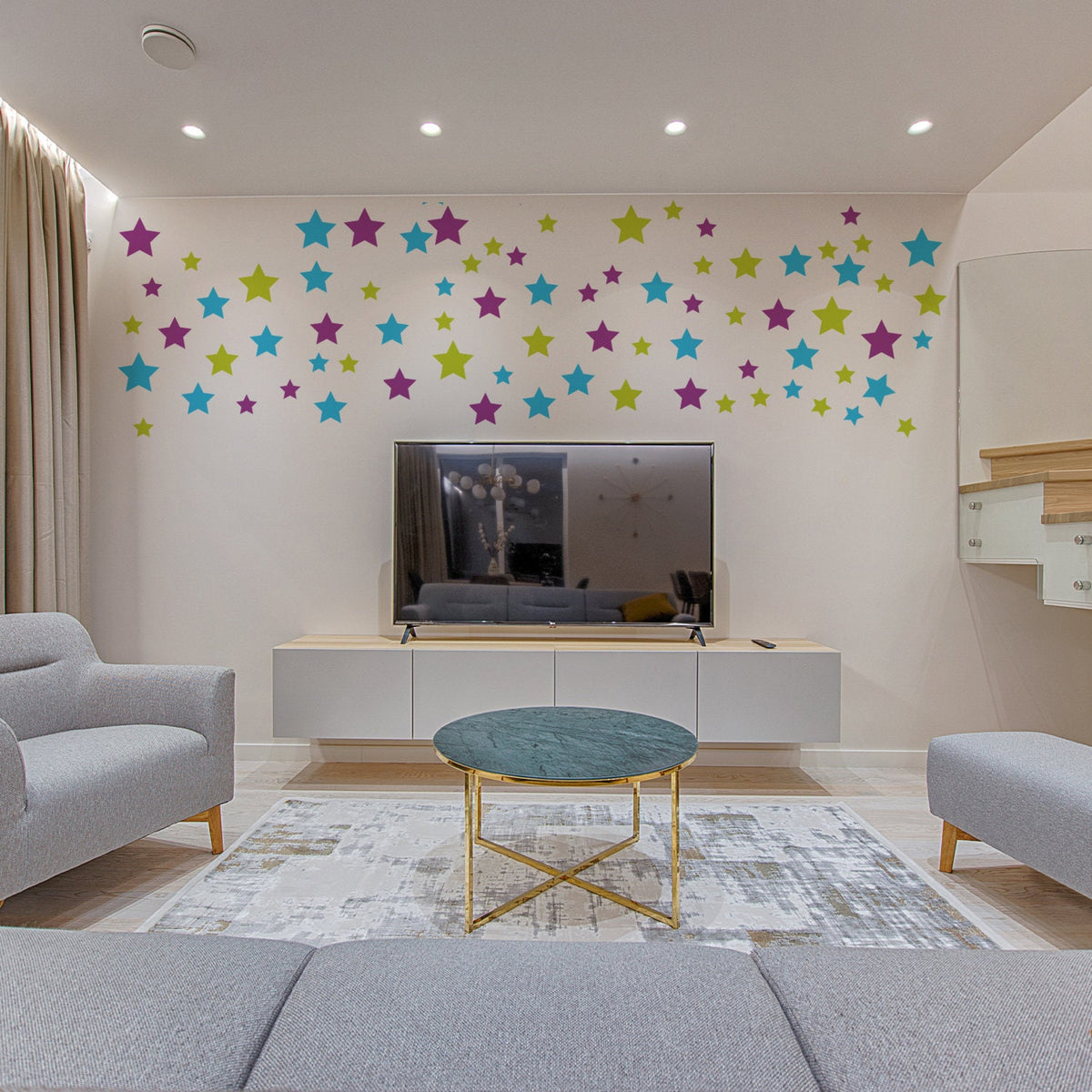 Product presentation view of 60x Stars Decor Wall Decals For Nursery.