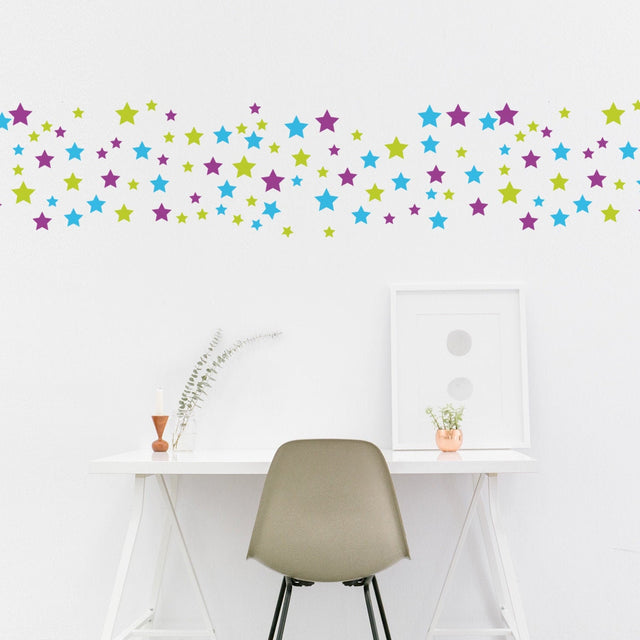 60x Stars Decor Wall Decals For Nursery - Removable Star Vinyl Room Stickers