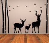 Deer & Moose Wildlife Wall Decal - Birch Tree Forest Vinyl Sticker.