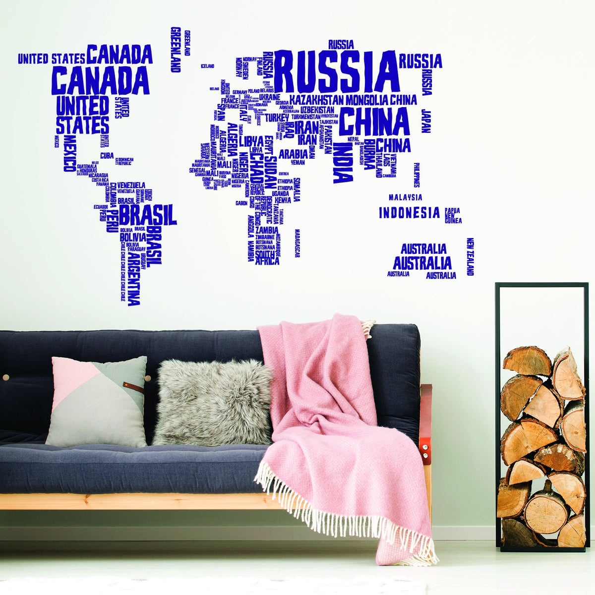 Product gallery view of World Map Wall Decal.