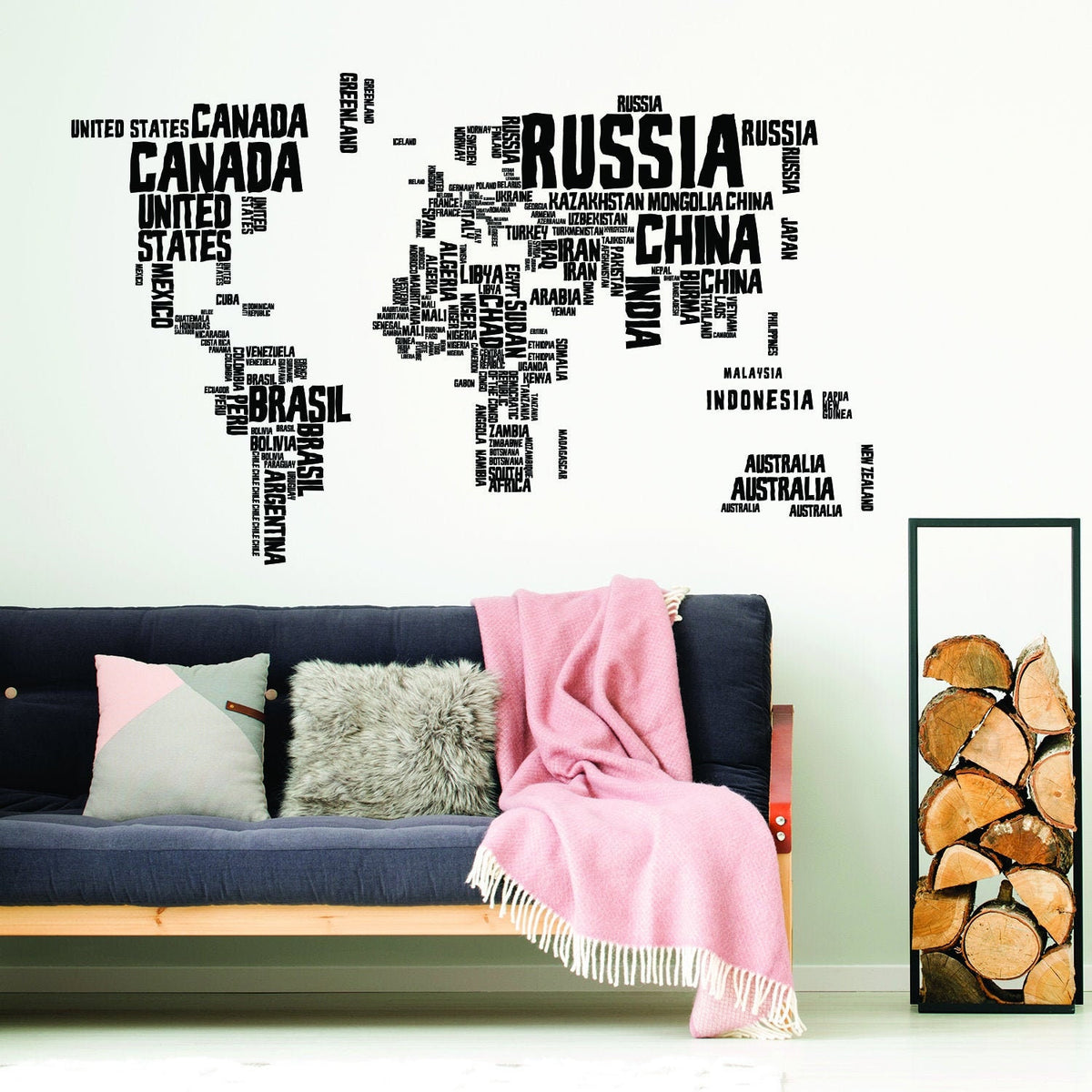 Product detail view of World Map Wall Decal.