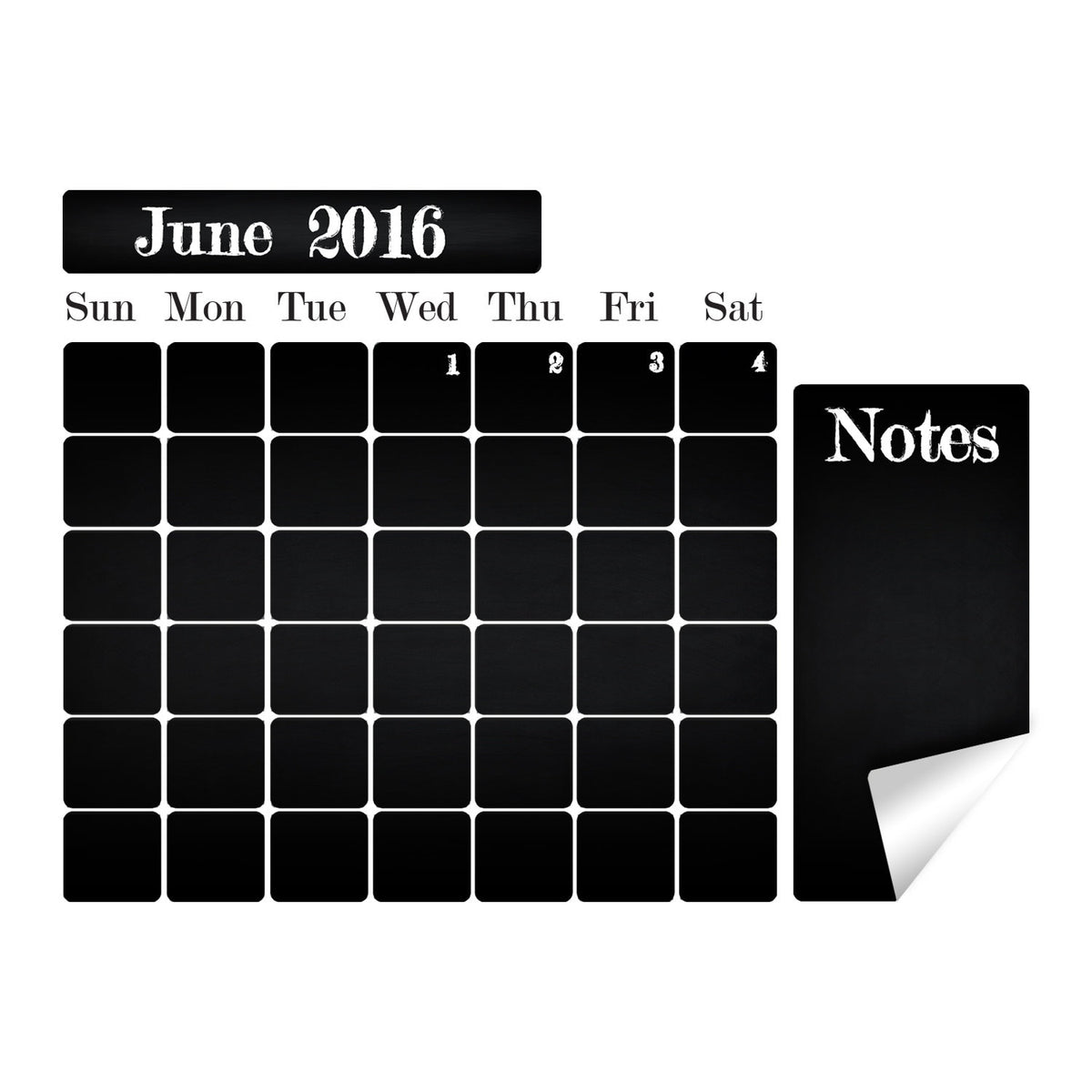 Adhesive chalkboard wall sticker for writing weekly and monthly plans