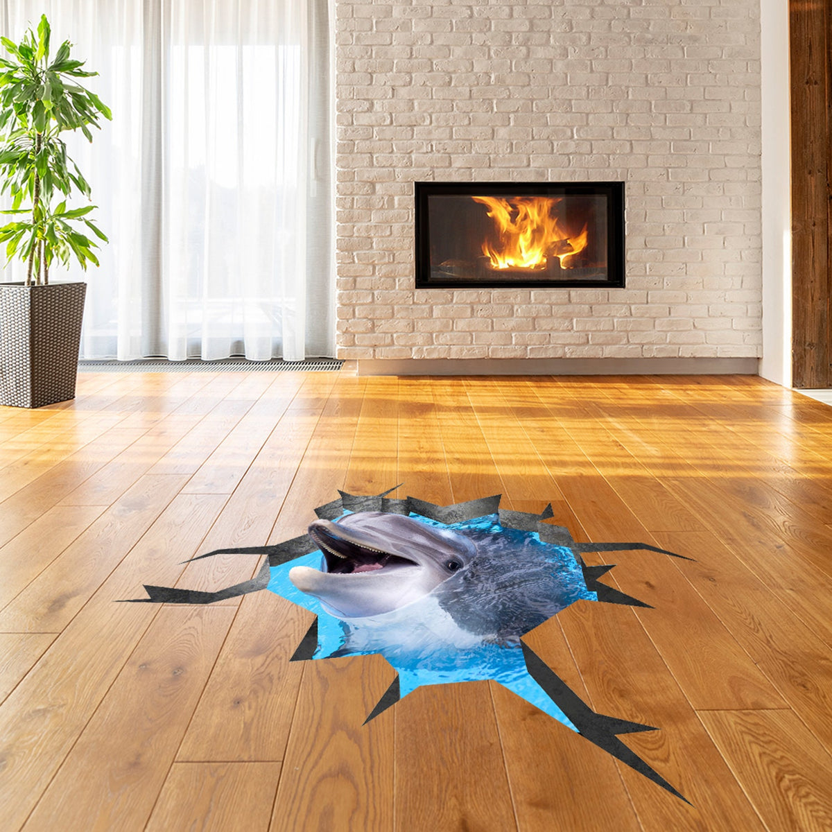 Additional product view of 3d Floor Dolphin Decal.
