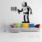 Barcode Robot Wall Decal featuring the robot and barcode street art style composition shown in the product gallery