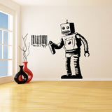Alternate product presentation of Artist Barcode Robot Wall Vinyl Sticker.