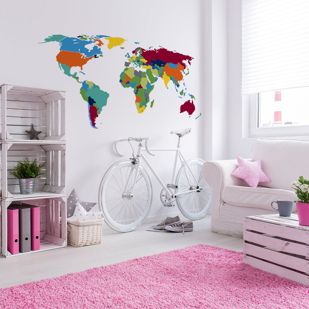 Alternate product presentation of World Map Wall Decal.