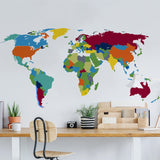 World Map Wall Decal - Large Vinyl Sticker Of The Giant Travel Globe For Bedroom Living Room Decor.