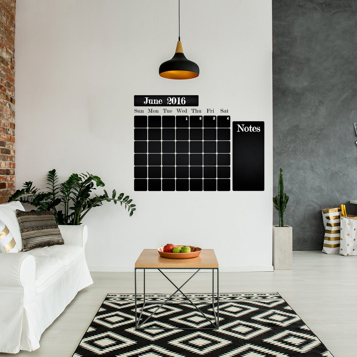 Product presentation view of Kitchen Blackboard Decal Fridge Wall Calendar Sticker.