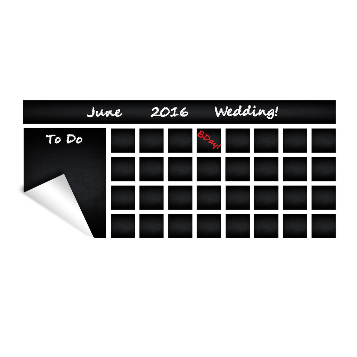 Adhesive chalkboard wall sticker for writing weekly and monthly plans
