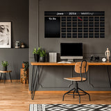 Weekly and Monthly Chalkboard Planner Wall Decal with a writable blackboard layout for notes