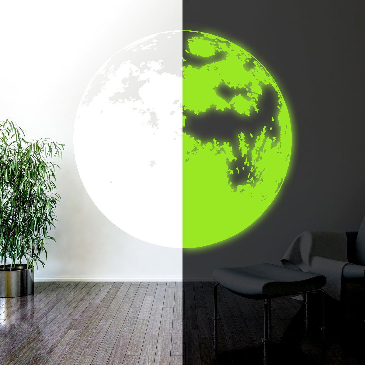 Product detail view of Glow In The Dark Moon Wall Sticker.