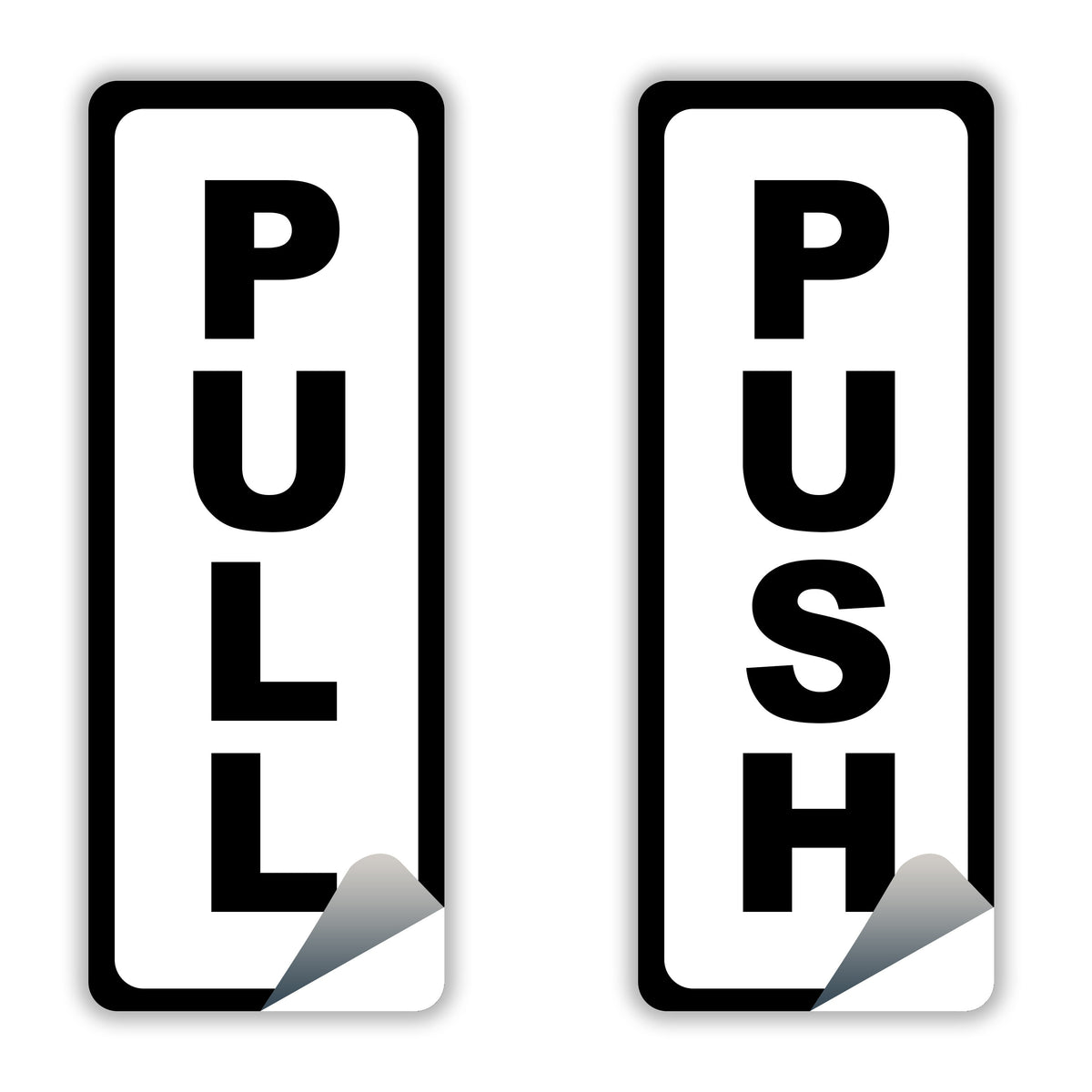 4x Push Pull Door Vertical Sticker Sign For To Open And Close.