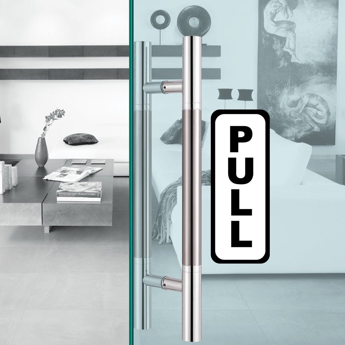 Alternate product view of 4x Push Pull Door Vertical Sticker Sign For To Open And Close.