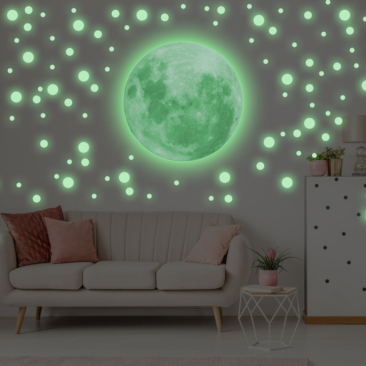 Product detail view of Glow In The Dark Full Moon And Star Wall Sticker.