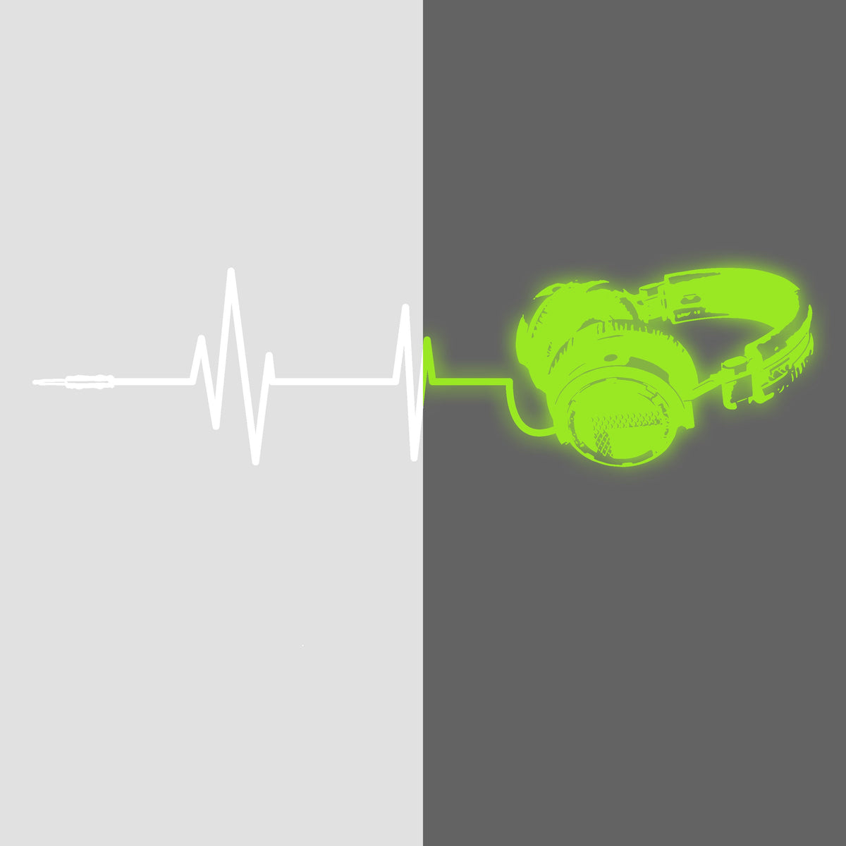 Glow in the Dark Headphones Wall Decal featuring a headphones silhouette