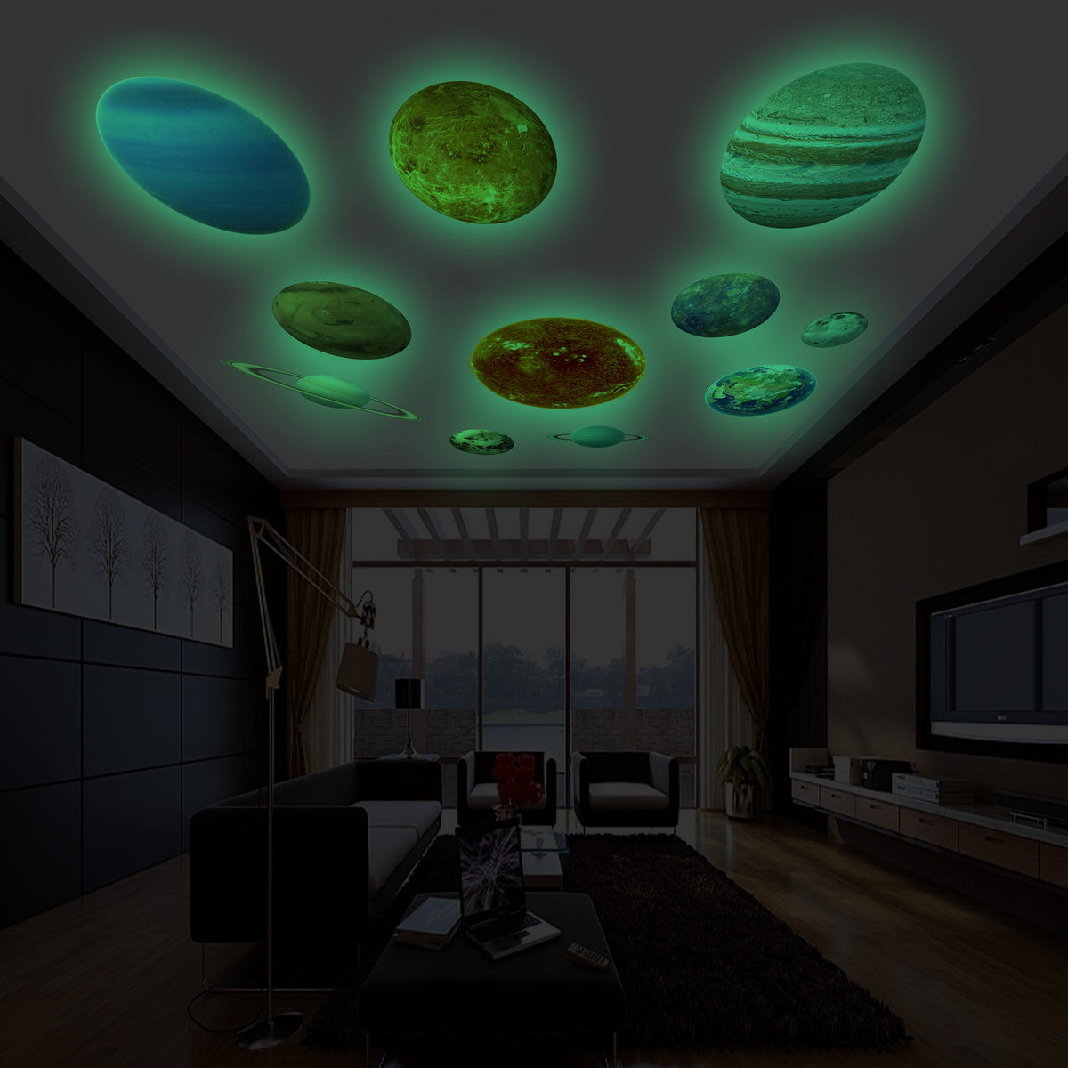 Product presentation view of Glow In The Dark Planet Wall Decals.