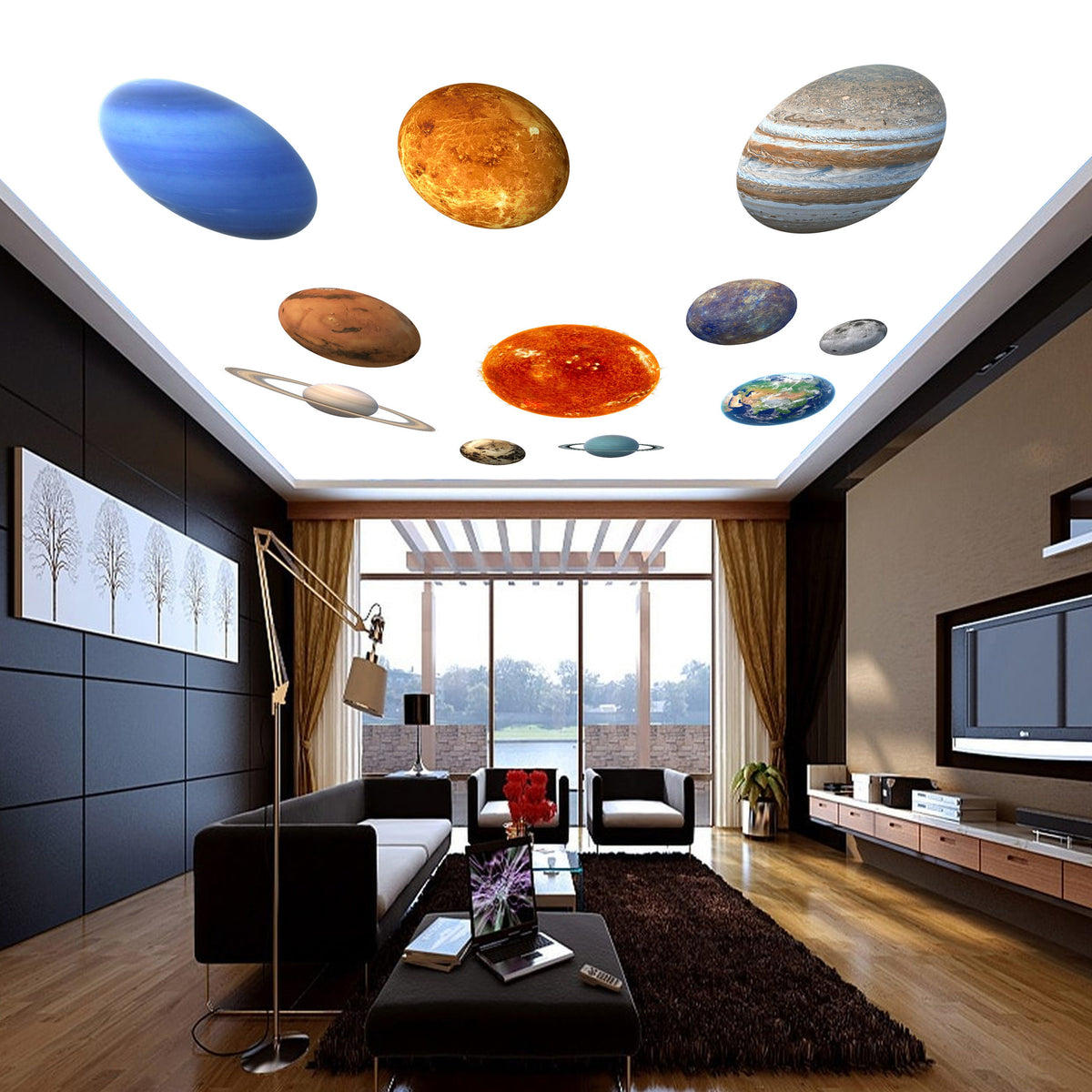 Alternate product presentation of Glow In The Dark Planet Wall Decals.