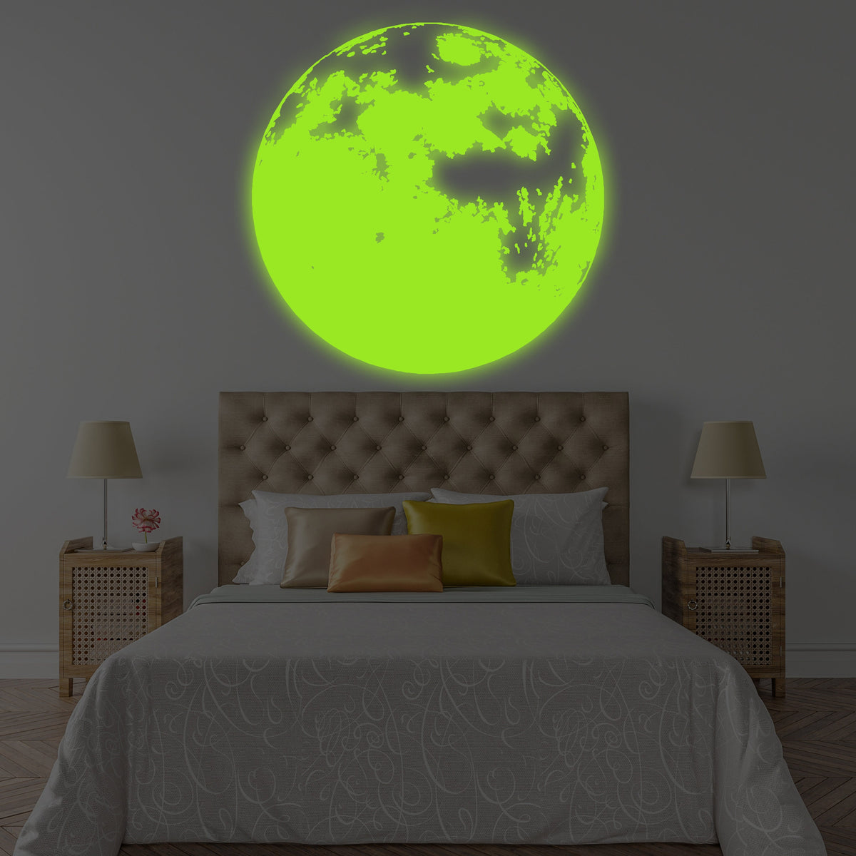 Alternate product presentation of Glow In Dark Moon Wall Decor Decal.