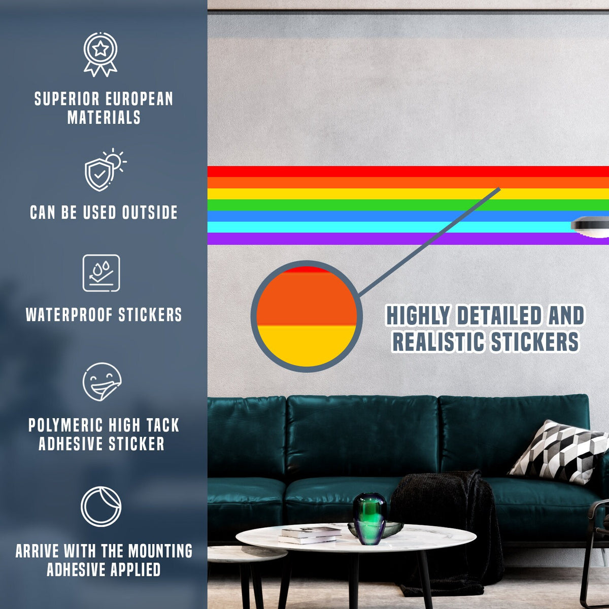 Alternate product view of Rainbow Border Sticker.