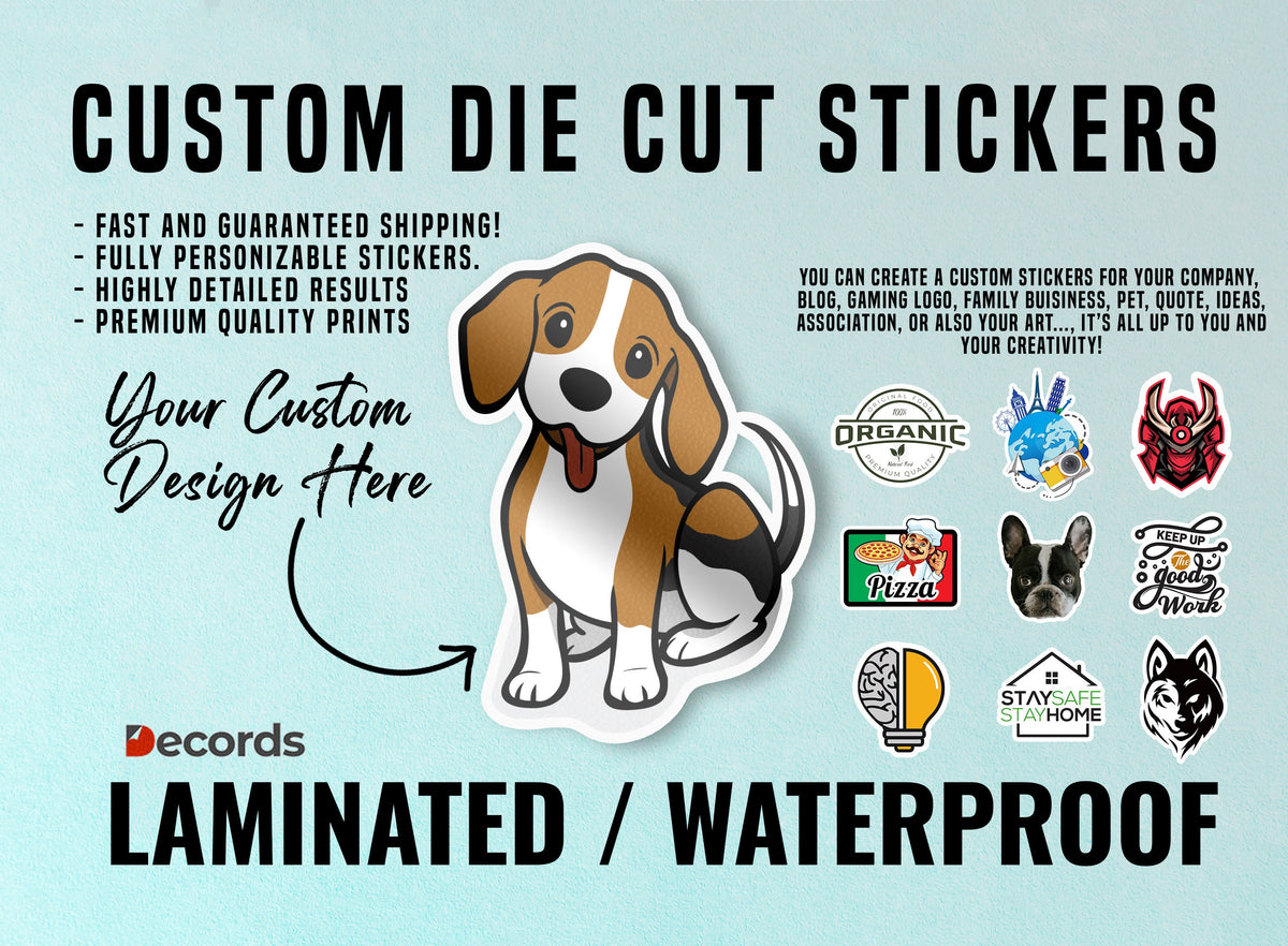Laminated Personalized Kiss Die Cut Stickers.