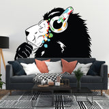 Product gallery view of Lion in Headphones Stickers.