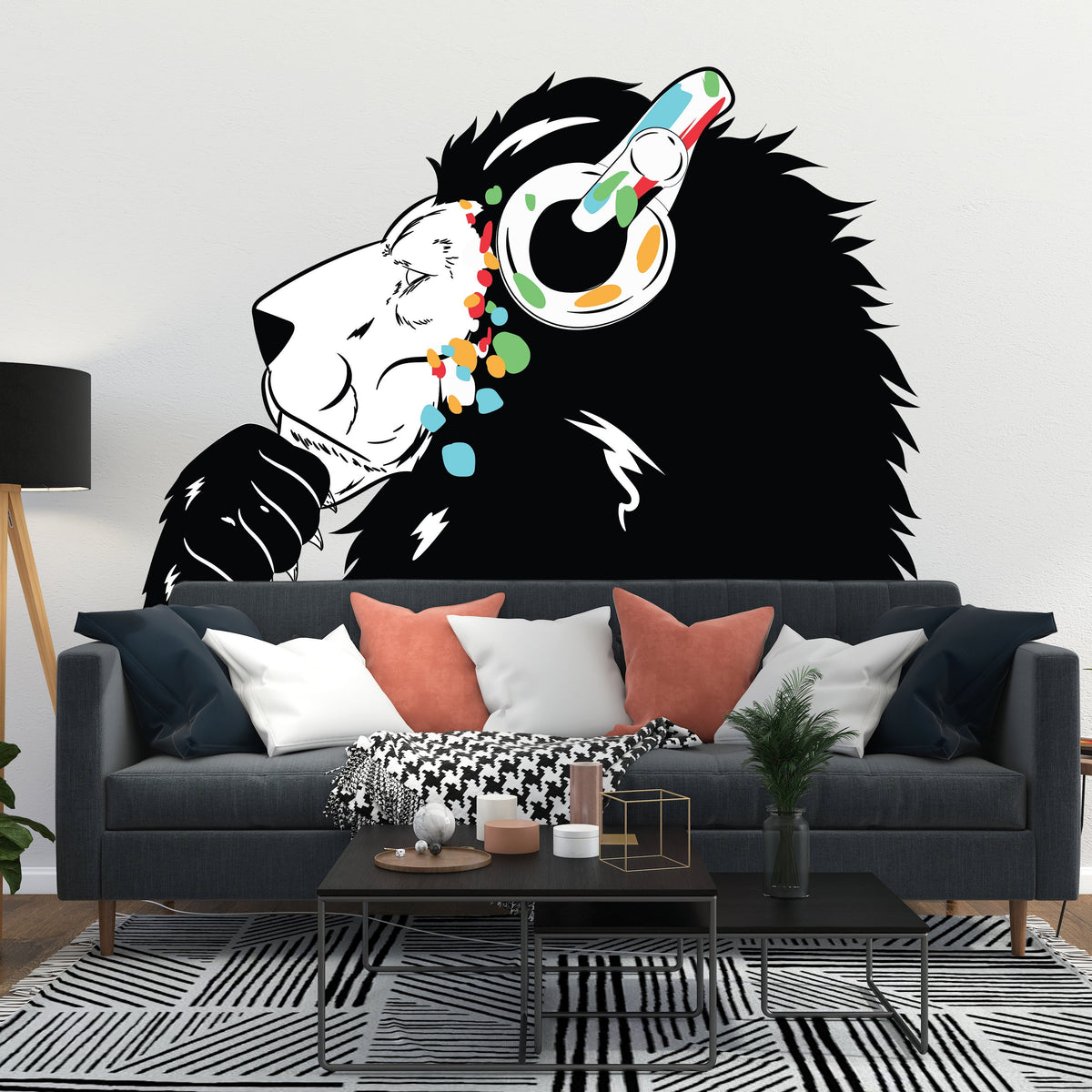 Lion Wall Sticker displayed in a room setting.