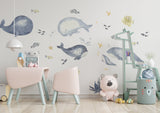 Sea Whales Wall Sticker For Kids Room Decor featuring the whale artwork shown in this product’s gallery