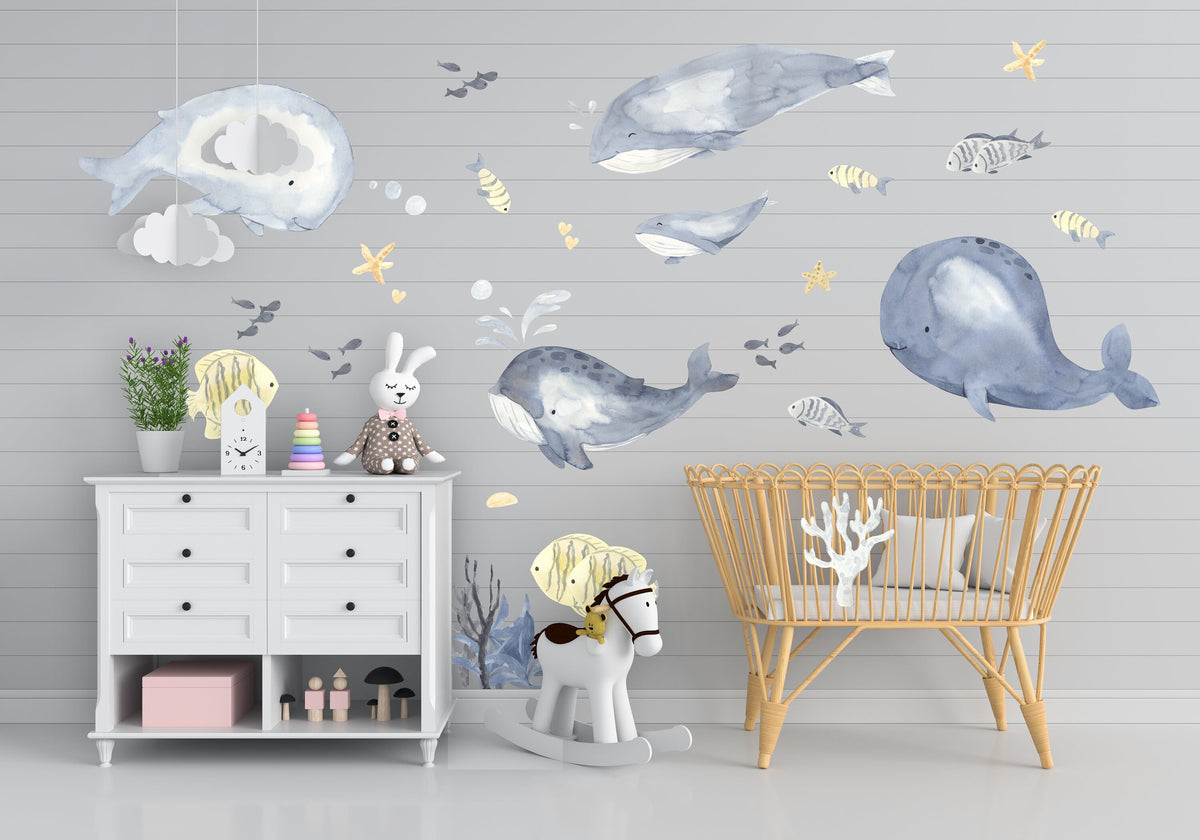 Additional product detail of Sea Whales Wall Sticker For Kids Room Decor.