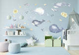 Sea Whales Wall Sticker For Kids Room Decor - Fish Theme Baby Boy Nursery Decal