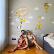 Penguins And Fox Wall Stickers For Kids featuring penguins, a fox, balloons and cloud elements