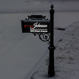 Reflective adhesive house number and street address lettering for a residential mailbox